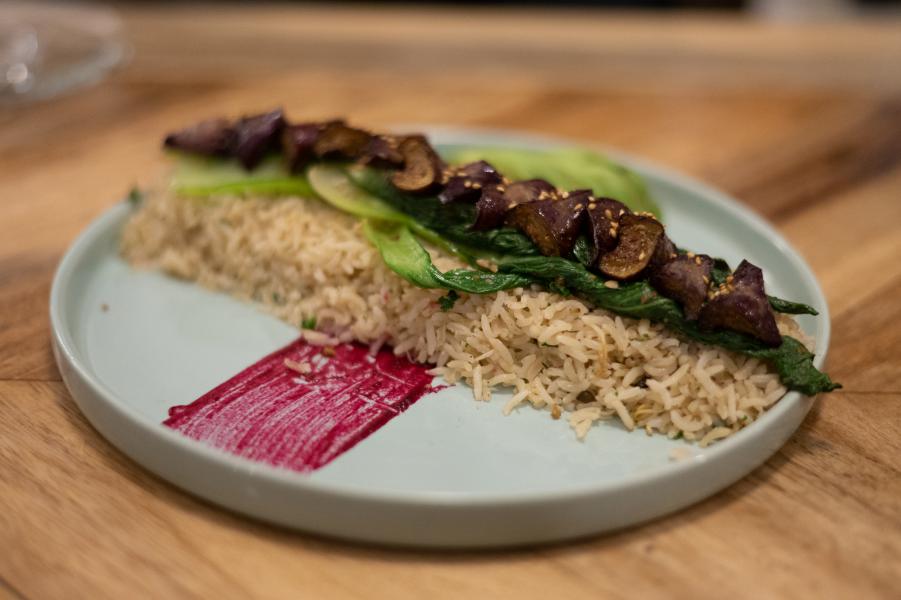 Miso Egg Plant With Brown Rice