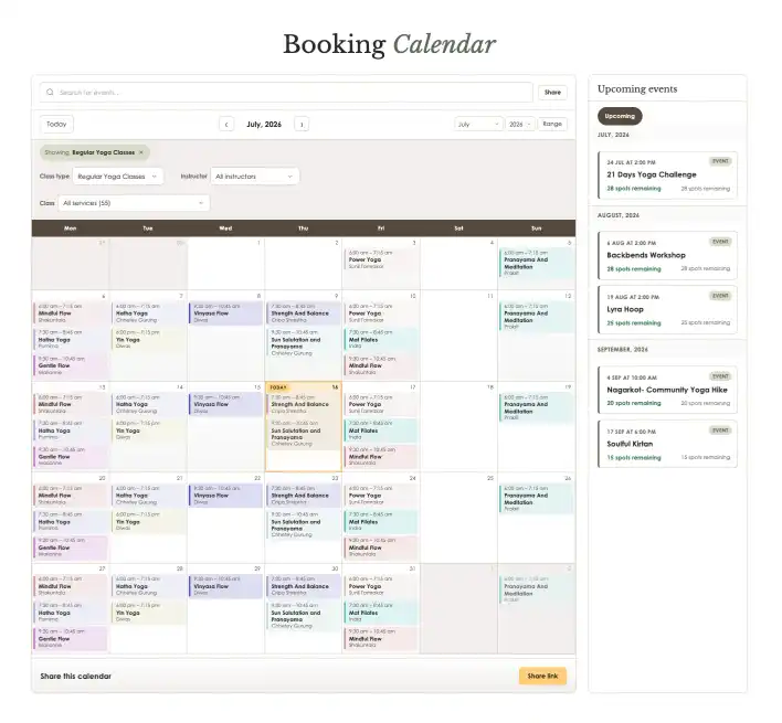 Avata booking calendar